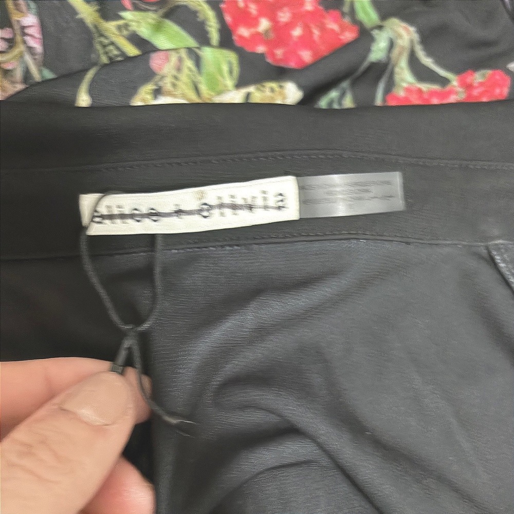 Alice + Olivia Millicent Wrap Dress Black Floral Butterfly Long Sleeve Mini 10 - Picture 7 of 15